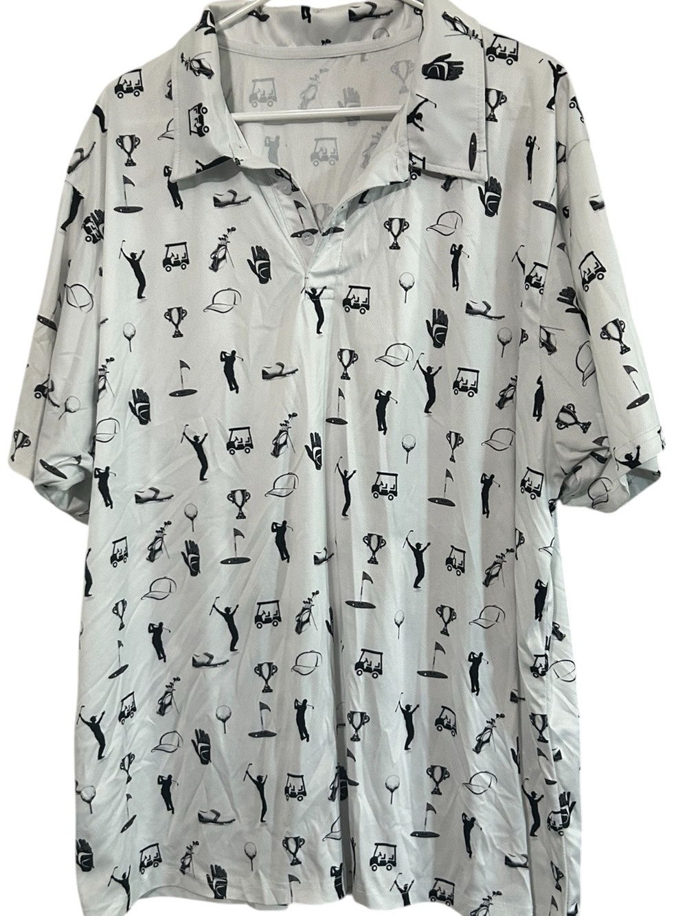 Men's White Golf Print Polo Shirt